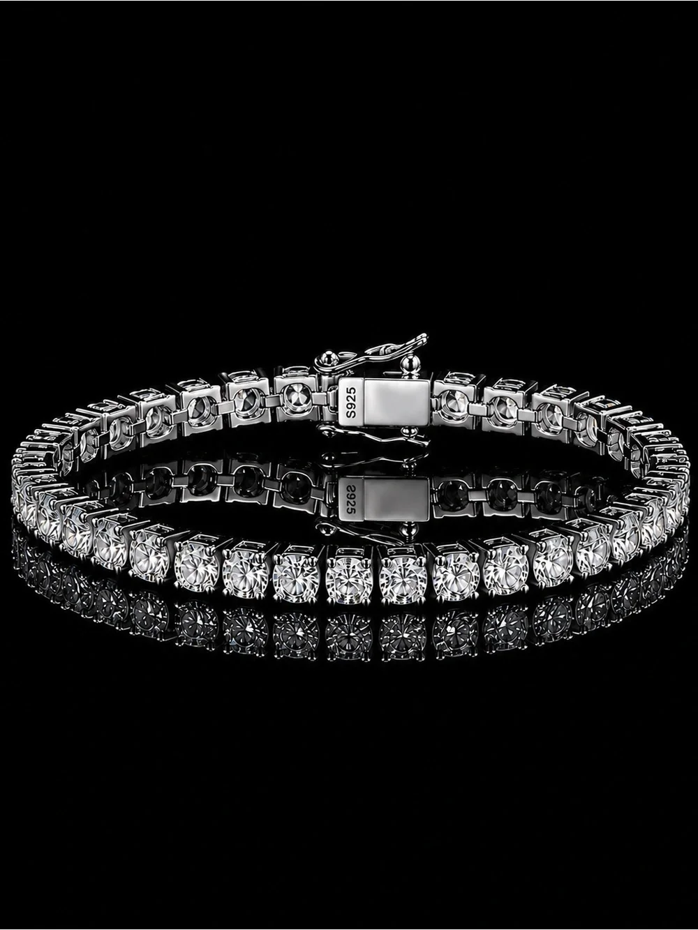 925 Silver, 13.5CTW Moissanite Tennis Bracelet - 7.5” - Picture 1 of 7